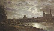 Johan Christian Dahl View of Dresden in Full Moonlight (mk22) France oil painting reproduction